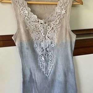 David Cline Lace embellished tye dye tank top